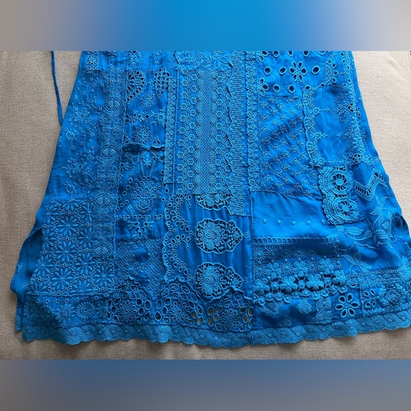 JOHNNY WAS Olympia Eyelet Midi Dress In Ocean Blue Size S - Picture 9 of 14